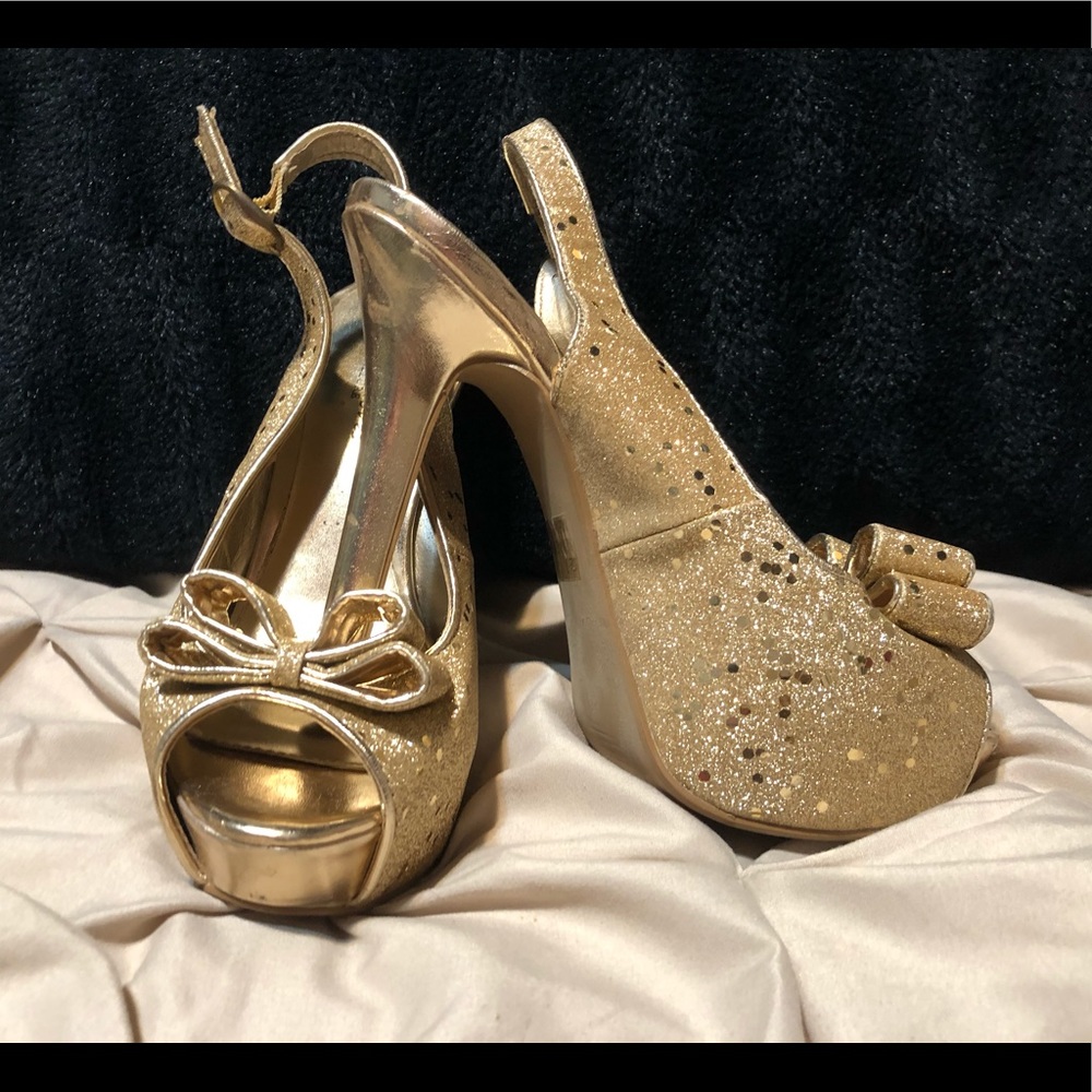 Gold Glitter Heels